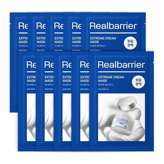 Real Barrier | Extreme Cream Face Sheet Mask | Skin Barrier Repair | Face Masks Skincare | Moisturizing & Hydrating for Dry and Sensitive Facial Types | Facial Moisturizer | Korean Mask | 10 Sheets