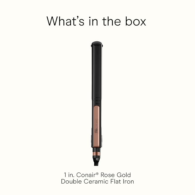 INFINITI PRO CONAIR Rose Gold Ceramic Flat Iron Hair Straightener, 1-Inch Flat Iron with Extra-Long Plates, including a Floating Plate, Advanced Heat Technology, Black