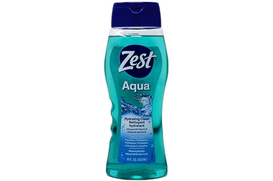 Zest Hydrating Body Wash - Aqua - Moisturizing Body Wash for Men and Women - Bath Soap with Vitamin E - Gentle Paraben Free Formula - 18 oz.