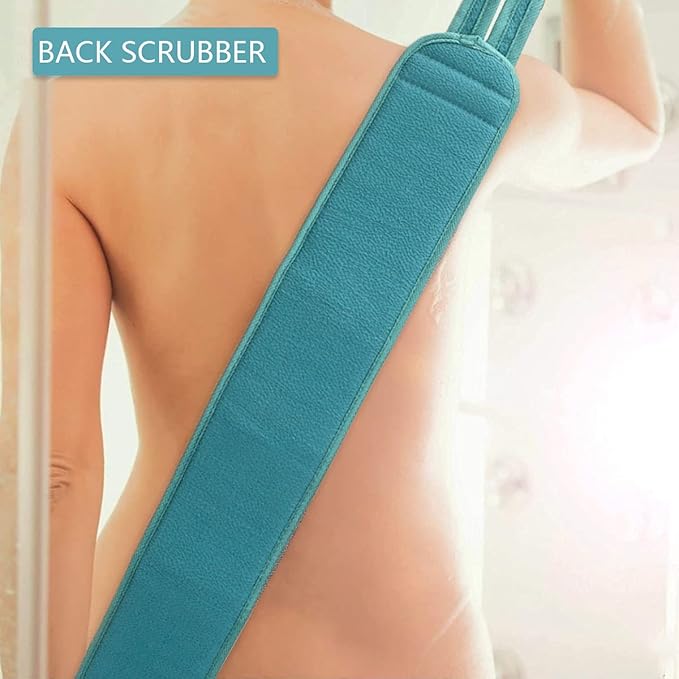 3 Pcs Exfoliating Back Scrubber for Shower, Exfoliating Gloves and Loofah Sponge Set, Body Scrubber Body Brush Set for Men and Women, Deep Clean and Massage Your Body (1 Set, Green)