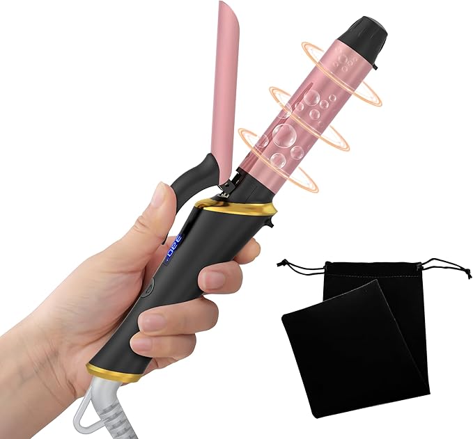 Ukliss Mini Curling Iron, Heats in 30s for Soft Waves & Curls, Dual Voltage Travel Curling Iron with 5 Temp & Anti-Scald Guard, Perfect for Short to Medium Hair,Travel Friendly (Black, 1 Inch)