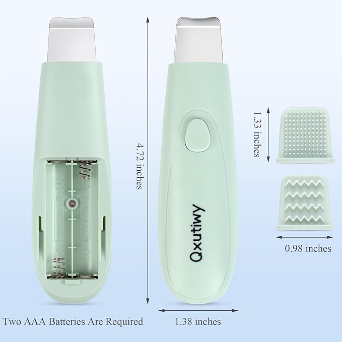 Skin Scrubber & Face Spatula - 2-in-1 Pore Cleaner Tool for Deep Cleansing, Blackhead Remover Tools with Two Silicone Brush Head, All Skin Types, Waterproof