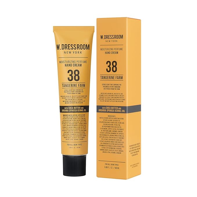 W.Dressroom Moisturizing Hand Cream for Dry Hands, Non-Greasy, Quick-Absorbing Korean Hand Lotion, Travel Size 1.69 fl oz (50 ml), No.38 Tangerine Farm