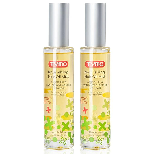 TYMO Argan Hair Oil Spray - Hydrating Natural 6 Blend Oil for Frizzy & Dry Hair, Organic Pure Formula, Daily Use Hair Treatment, Smooth Damaged Ends, Olive Oil & Vitamin E Infused, Pack of 2