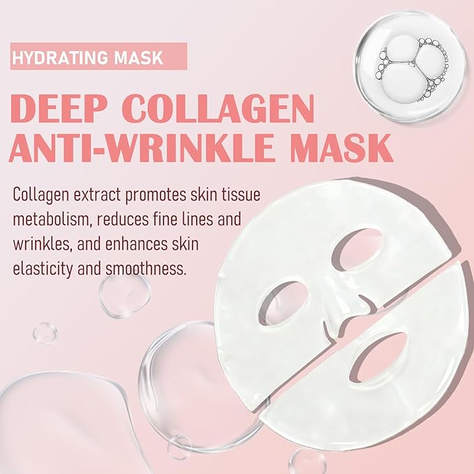 8 Pack Collagen Face Mask, Collagen Face Mask Overnight, Anti-Wrinkle Lifting Collagen Mask, Deeply Hydrates, Minimizes Pores, And Enhances Elasticity