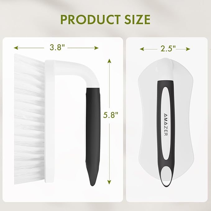 Amazer Scrub Brush for Cleaning Comfort Grip Shower Scrubber Stiff Bristles with Handle Heavy Duty Cleaner Brush for Tub Sink Carpet Floor - Pack of 2 (Black+Black)