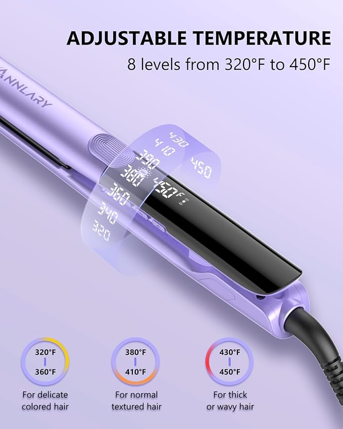 Hair Straightener 1 Inch Flat Iron and Curler 2 in 1 Titanium Ceramic Ionic Dual Voltage Straightener with Heat-Resistant Silicone, for Less Frizz, Shinier & Smoother