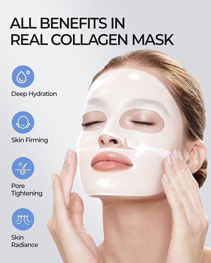6 Pcs Bio-Collagen Face Mask, Overnight Hydrating Hydrogel Face Masks for All Skin Types - Fine Lines, Elasticity, Pore Minimizing, Firming, Glass Skin Korean Skin Care