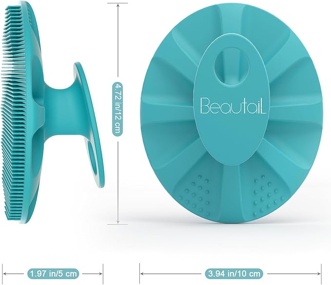 Silicone Body Scrubber Shower Bath Wash Brush Gentle Exfoliating Scrub Cleansing Loofah for Women Men Baby Sensitive Skin, Easy to Clean, Lather Nicely, More Hygienic, 1 Pack, Cyan