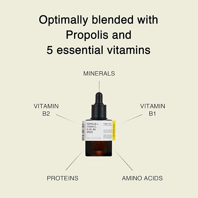 TOUN28 Propolis Vitamin C B3 B5 B6 Serum 1.01 fl.oz / 30ml | Nutrient Face Serum for Dry and Tired Skin | With Propolis and Pure Vitamin C | Allergen-free and Cruelty-free