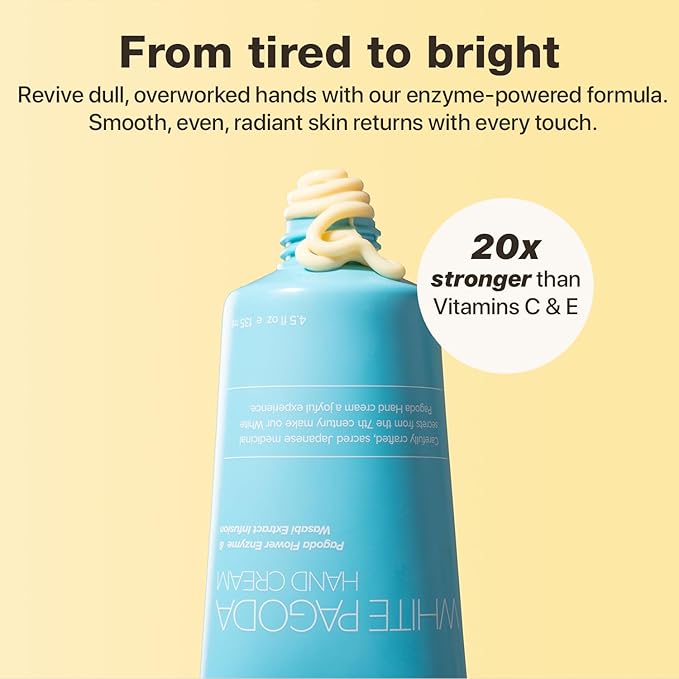 Onsen White Pagoda Hand Cream | Japanese-Inspired Firming Hand Lotion with Pagoda Flower Enzyme, Tsubaki, Jojoba & Squalane | Nursing Essentials for Aging Hands | Vegan (4.5 oz)