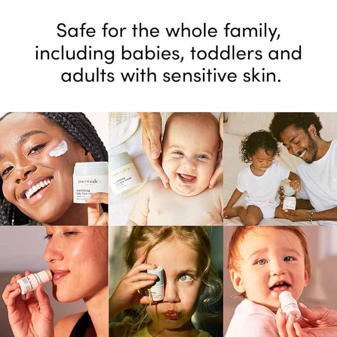 Evereden Dry Relief DUO - Face Cream (1.7oz) & Lip Balm (0.13oz) - Clean, Vegan & Easy to Use Toddler Chapstick & Baby Cream Bundle for Deep Soothing Hydration - Non-Greasy & Fragrance-Free