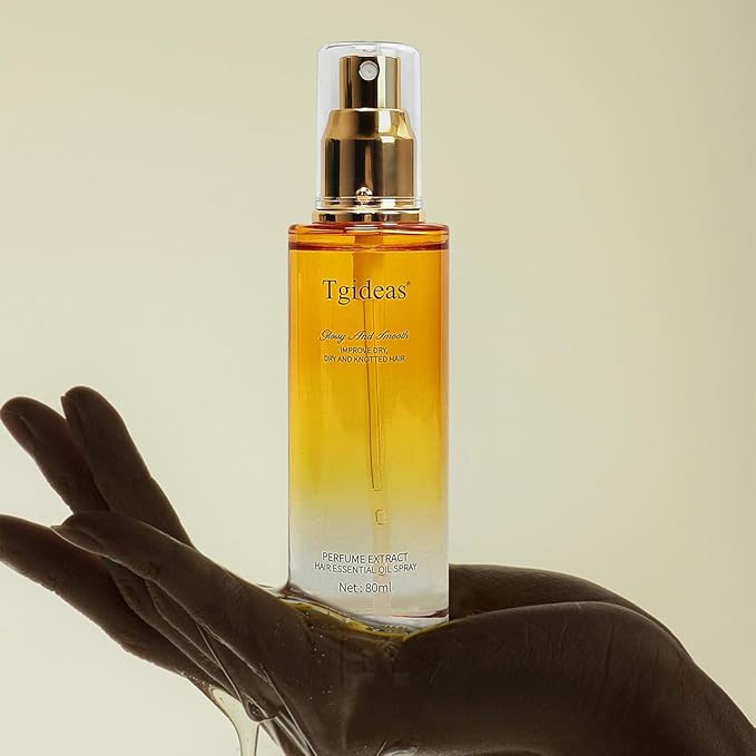 Tgideas Hair Oil Spray with Shea Butter and Jojoba Oil - Heat Protection Lightweight Anti-Frizz, Repair Split Ends, Color Protecting and Nourishing, Unisex Daily Care, 80ml