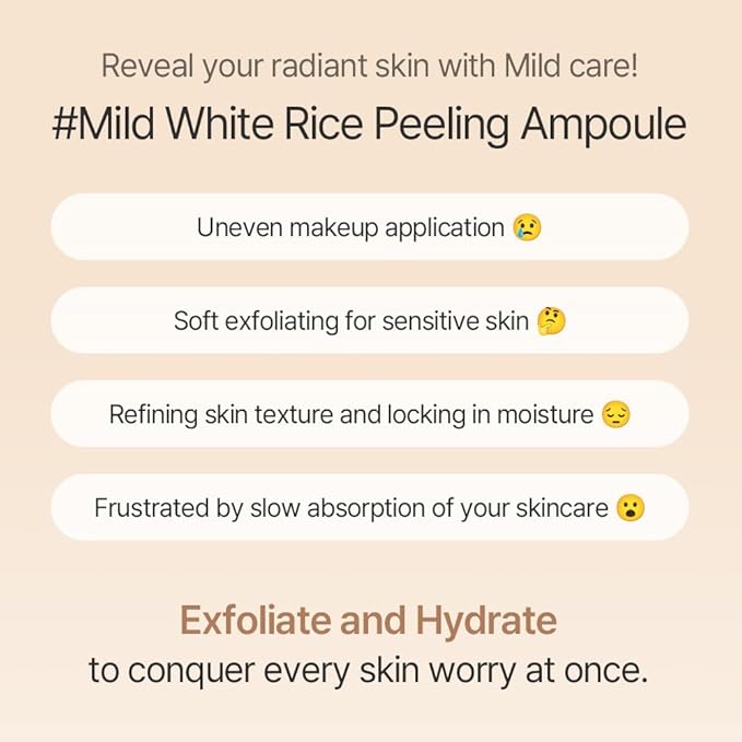 mixsoon White Rice Peeling Ampoule - White rice exfoliant, Gentle Exfoliating Serum for Smooth, Radiant Skin, Dead Skin Cells Remover 100ml / 3.38 fl.oz. Korean Glass Skin Care