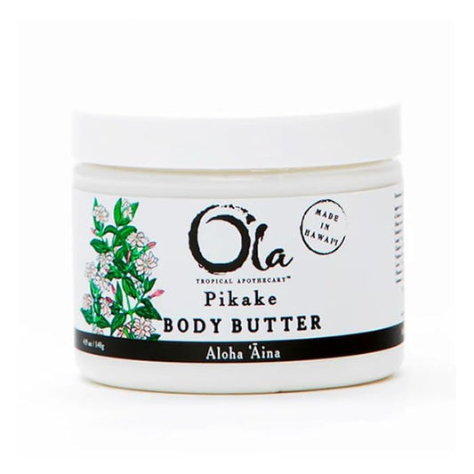OLA Pikake Body Butter - Nourishing Cream with Organic Coconut Oil, Macadamia Nut and Avocado Butter - Ideal for Dry Skin - 2.1oz
