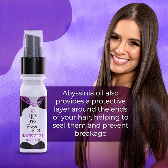 Leche Pal Pelo Chia Oil Split End Repair Treatment - Frizz Control, Non-Greasy Formula with Omega 3, Abyssinia, and Pro-V B-5 (1.2 fl.oz.)