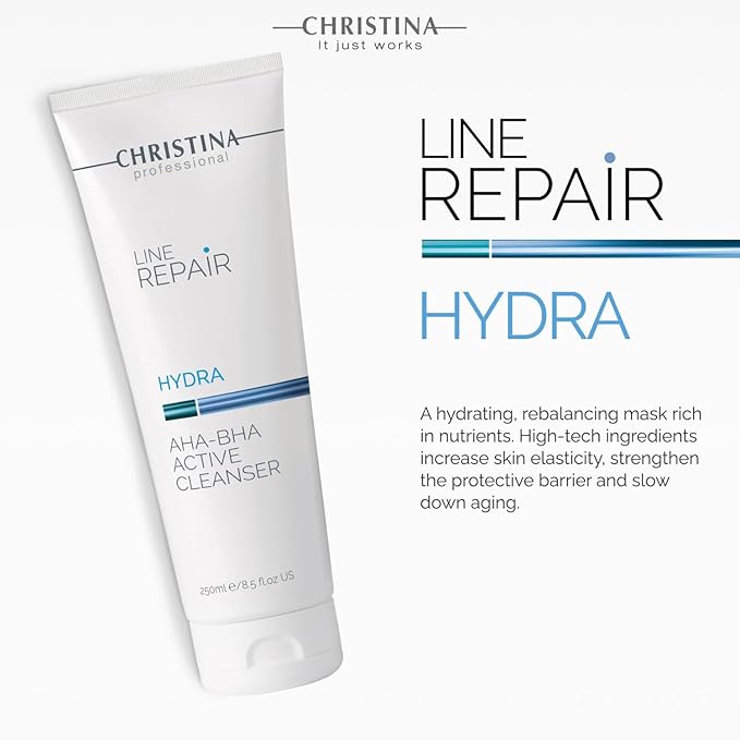 Christina Line Repair AHA BHA Facial Cleanser with Salicylic Acid | Revitalize, Improve Skin Texture, Reduce Wrinkles with Green Tea Face Wash | Infused with Glycolic Acid | For All Skin Types 250ml