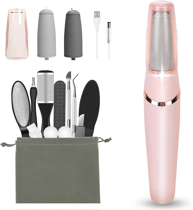 Electric Callus Removers for Feet, Haootadiy Electric Foot Callus Remover Pedicure Kits Rechargeable with12 in 1, Removes Dry Skin for Smoother Feet, Foot Care for Dead Skin Ideal Gift