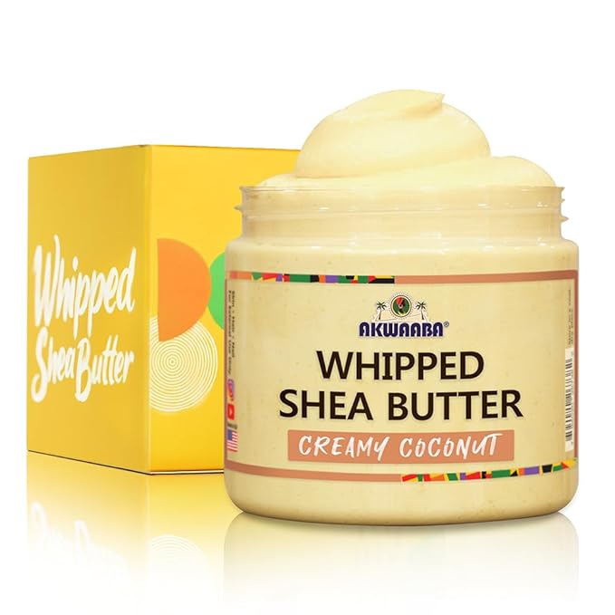 AKWAABA Whipped Shea Butter (Creamy Coconut) - Nourishes, Moisturizes & Soothes | Pure Shea Butter | No Dyes & Parabens | 12 oz / 340 g