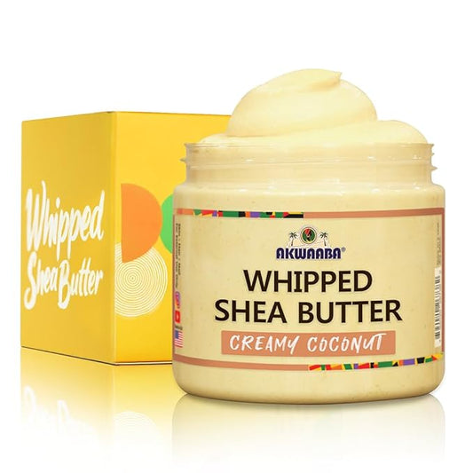 AKWAABA Whipped Shea Butter (Creamy Coconut) - Nourishes, Moisturizes & Soothes | Pure Shea Butter | No Dyes & Parabens | 12 oz / 340 g