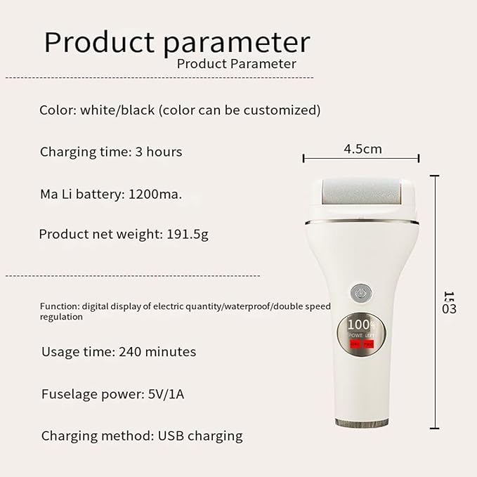 Painless & Efficient Electric Callus Remover – Rechargeable Cordless, IPX5 Waterproof Gentle for Cracked Heels, Dry Skin, Portable Home Spa with 3 Heads, Dead Skin Remover