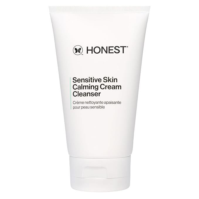 Honest Beauty Sensitive Skin Calming Cream Cleanser | Gently Cleanses, Hydrates, + Calms Skin | Hypoallergenic, Fragrance Free, Vegan | 4 fl oz