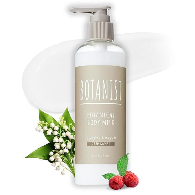 Botanist Natural Body Lotion for Women, Full Body Moisturizer by Argan Oil & Cocoa Butter, Shea Butter Body Lotion & Sensitive Skin Moisturizer from Japan, DEEP MOIST, Raspberry & Muguet, 8.1 Fl Oz