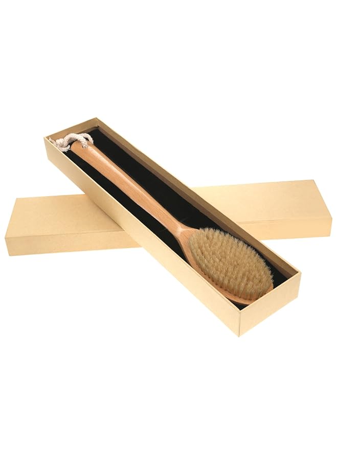 Bath Body Brush Long Handle Wooden Shower Brush with Natural Bristles