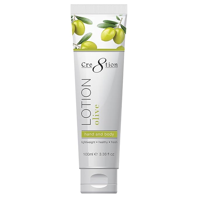 Cre8tion Spa Olive Hand & Body Lotion, Luxurious Lightweight Moisturizer for Silky, Smooth Skin, 3.3 Fl Oz