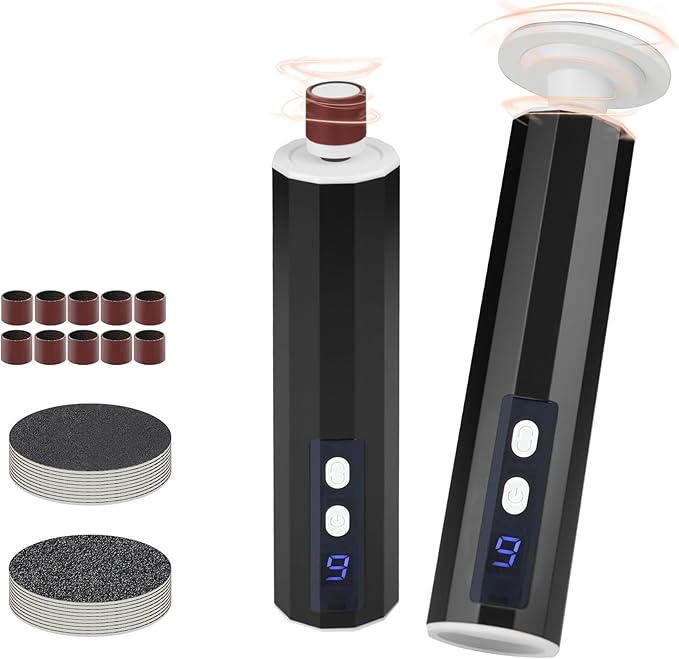 Electric Foot Callus Remover, Professional Pedicure Kit for Women & Men - Electric Foot File with Speed Adjustment & Rotation Control for Feet Care, Includes 20Pcs Sandpaper + 10Pcs Barrel Sandpaper