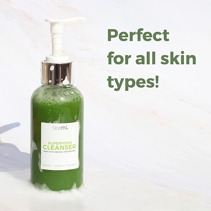 Teami Facial Cleanser with Salicylic Acid, Aloe, Matcha & Sea Kelp - Gentle Organic Acne Face Wash for Makeup Removal - Our Best Hydrating Facial Skin Care for Women of All Skin Types (4oz)