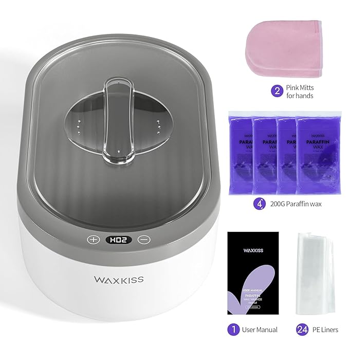 Small Paraffin Wax Machine for Hands - Paraffin Hand Wax Machine 2000ml Small Size With 4 packs of Paraffin Wax Digital Display Screen for Paraffin Baths