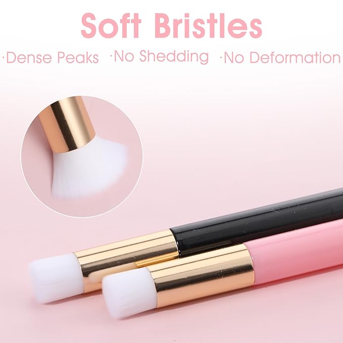 100 Pcs Lash Shampoo Brushes with Container, Eyelash Extension Cleansing Brush Nose Pore Cleaning Tool Peel off Blackhead Removing Tool Cosmetic Lash Cleanser Facial Cleansing (Black & Pink)