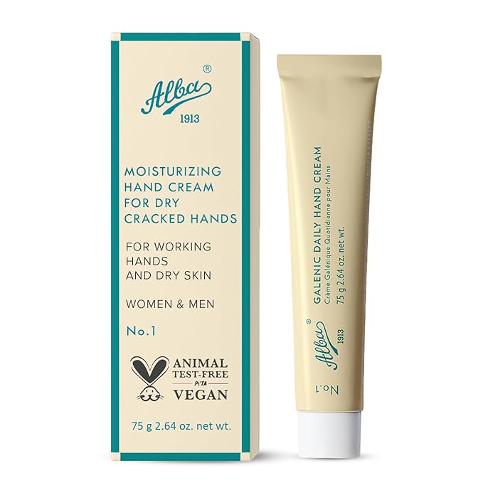 Alba1913 Vegan Daily Hand Cream for Dry Cracked Hands for Women & Men - Moisturizing, Fast Absorbing, Non-Greasy Cream for Working Hands, and Dry Skin, Soothes Skin Irritation - Travel Size 2.64 fl oz