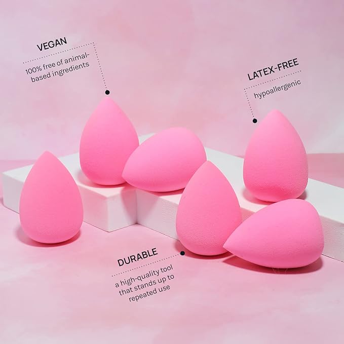 AOA Studio Collection makeup Sponge Set Latex Free and High-definition Set of 6 makeup Wonder blender For Powder Cream and Liquid, Super Soft Wonder Beauty Cosmetic