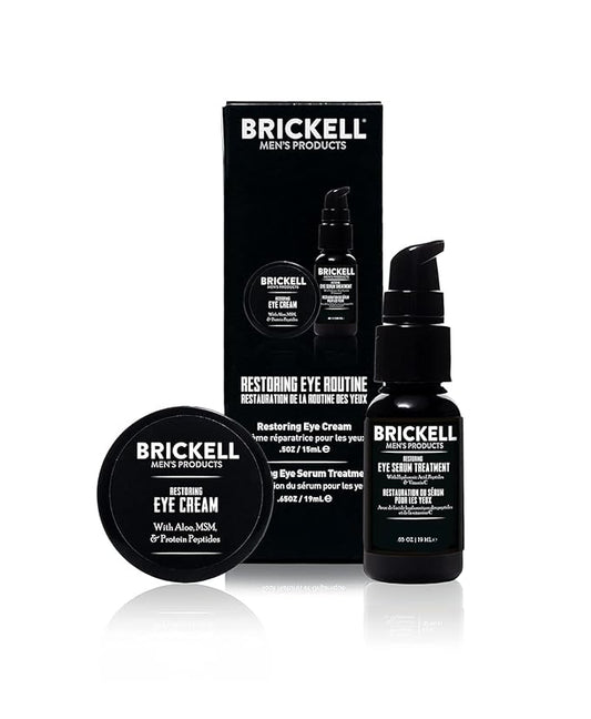 Brickell Men's Restoring Eye Routine for Men, Eye Cream and Serum for Men, Natural and Organic, Unscented, Men's Skin Care Gift Set