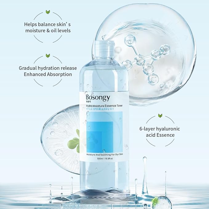Hydro Moisture Essence Toner 500ml(16.9fl.oz.) – Deep Nourishing Facial Toner for Dry & Sensitive Skin, Infused with Hyaluronic Acid, Panthenol & Ceramide Korean Skincare