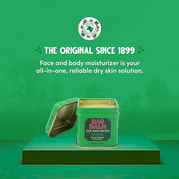 Bag Balm Vermont's Original Ointment, 1 Ounce Tin (Pack of 4), Moisturizing Ointment for Dry Skin that can Crack Split or Chafe on Hands Feet Elbows Knees Shoulders and More