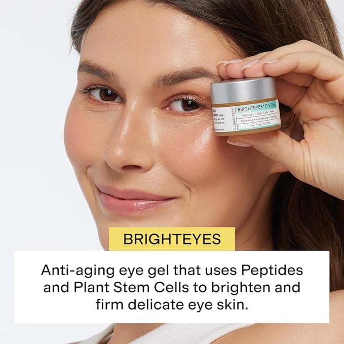 CLEARSTEM - BRIGHTEYES - Eye Gel - Nourishing Eye Cream - Lip Renewal - Cooling Gel - Stem Cells Blend - Peptides, Collagen, Aloe Vera - Gluten Free - Beauty, Self Care, Skin Care - 0.6 fl oz