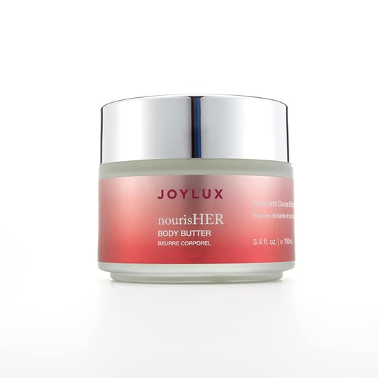 Joylux nourisHER Body Butter for Dry to Very Dry Skin with Shea Butter, Cocoa Butter, Aloe Vera & Squalane, Creamy, Clean Moisturizer for Intense Hydration 3.4 oz