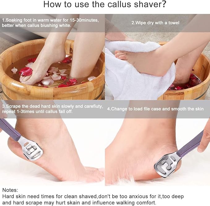 YNR Stainless Steel Calus, Remover for Feet, Foot Scraper & Callus Shaver, Calloused Feet Remover Tool with Callus Shaver Blades, Foot File for Calisis Removal