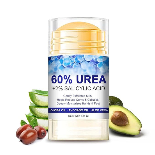 60% Urea with 2% Salicylic Acid Urea Foot Care Stick, Foot Cream Moisturizer for Dry Cracked Feet, Knees, Elbows, Hands, Moisturizes and Hydrates the Dry Skin, Callus Remover & Skin Softener -1.41oz