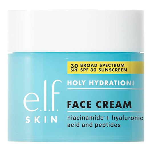 e.l.f. SKIN Holy Hydration! Face Cream - Broad Spectrum SPF 30 Sunscreen, Moisturizes & Softens Skin, Quick-Absorbing & Ultra-Hydrating, 1.7 Oz (50g)