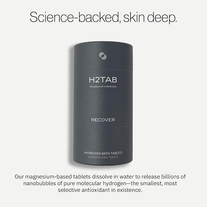 Molecular H2TAB Hydrogen Bath Tablets – 60 Count – Fragrance-Free Hydrogen Bath Bombs for Muscle Relief, Skin Hydration & Oxidative Stress Support – Magnesium-Based Antioxidant Detox Bath