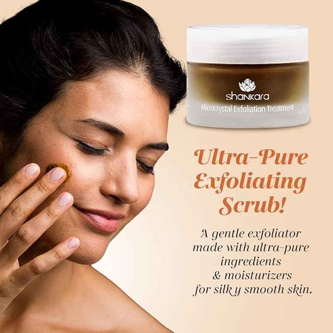 Shankara Exfoliating Face Scrub For Women & Men with Algae-Aloe Gel, Turmeric, Lavender & Papaya - Perfect Face Exfoliator For Purifying Skin, Dead Skin Scars & Rejuvenating Skin (50 ml)