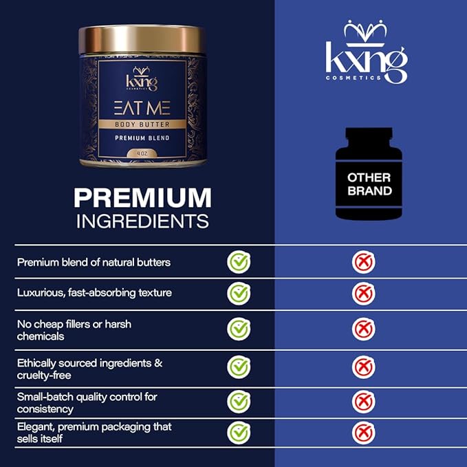 KXNG Cosmetics, Body Butter, Organic Skin Care for Men and Women, Body Moisturizer Lotions and Creams, Raw Shea Butter, Cocoa Butter, Mango, Coconut Oil, Hand, Foot, All Skin Types (Eat Me 2)