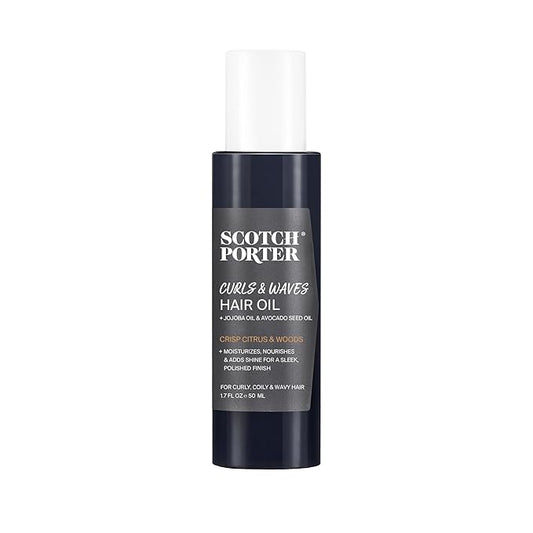 Scotch Porter Curls & Waves Hair Oil for Men | Seals in Moisture, Detangles & Prevents Frizz | Free of Parabens, Sulfates & Silicones | Vegan | 1.7oz