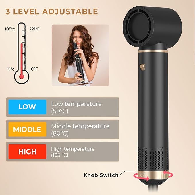 5 in 1 Blow Dryer Brush, Negative Ion Hair Dryer Brush Set Upgrade Hot Air Brush Air Styler Curling Wrap Air Curler, Curling Iron Hair Styling Tools As A Gift for Straight/Curl/Drying/Smoothing