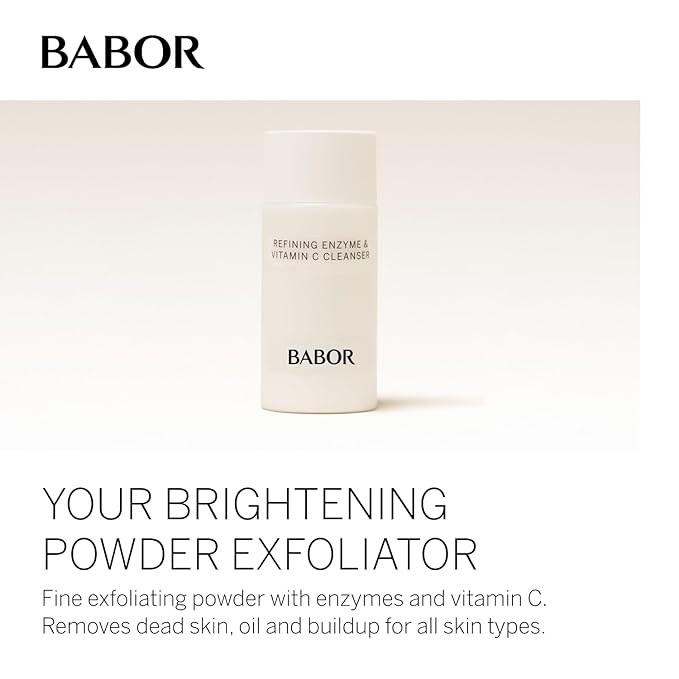 BABOR Refining Enzyme & Vitamin C Cleanser, Travel Enzyme Powder Cleanser, Exfoliating Face Wash Polish, Gentle Facial Scrub to Brighten and Even Complexion, 0.5 oz