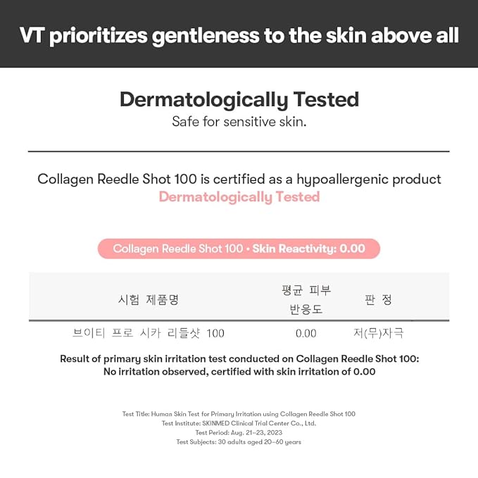 VT COSMETICS Pink Reedle Shot 100 Serum with 500Da Collagen Extract & Spicule Microneedling Formula, Korean Skin Booster, 1.69 fl oz(50ml)